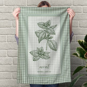Mint Herb Kitchen Towel – Green Gingham Border Geschirrtuch