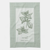 Mint Herb Kitchen Towel – Green Gingham Border Geschirrtuch (Vertikal)
