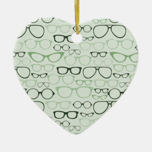 Mint Hipster Glasses Keramik Ornament