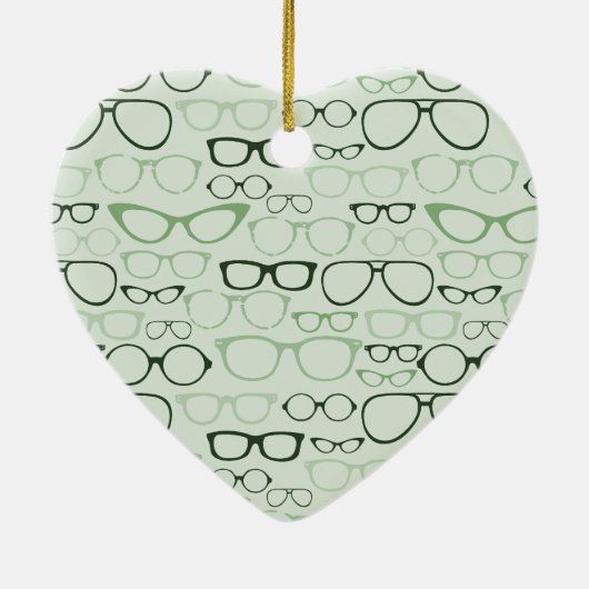 Mint Hipster Glasses Keramik Ornament (Hinten)