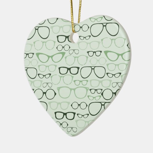 Mint Hipster Glasses Keramik Ornament (Links)
