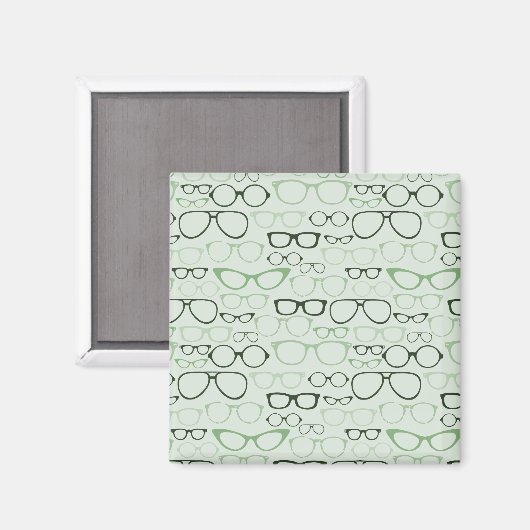 Mint Hipster Glasses Magnet (Vorderseite/Rückseite)