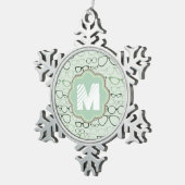 Mint Hipster Glasses Schneeflocken Zinn-Ornament (Rechts)