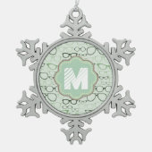 Mint Hipster Glasses Schneeflocken Zinn-Ornament (Vorderseite)