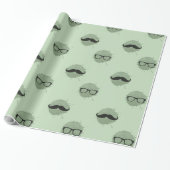 Mint Hipster Mustaches Geschenkpapier (Ungerollt)