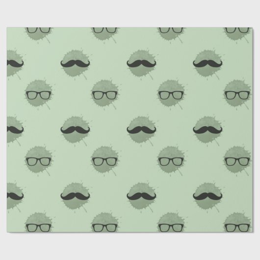 Mint Hipster Mustaches Geschenkpapier (Flach)