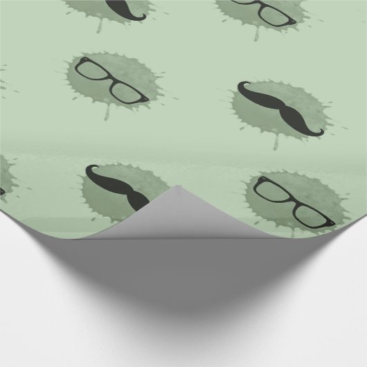 Mint Hipster Mustaches Geschenkpapier (Ecke)