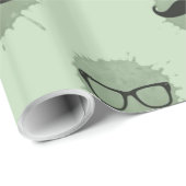 Mint Hipster Mustaches Geschenkpapier (Rolleneckpunkt)