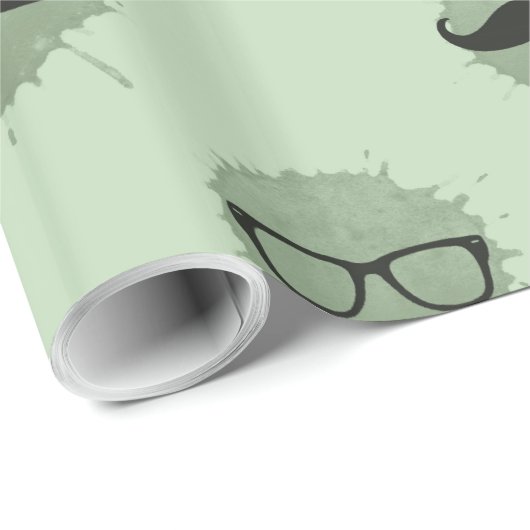 Mint Hipster Mustaches Geschenkpapier (Rolleneckpunkt)