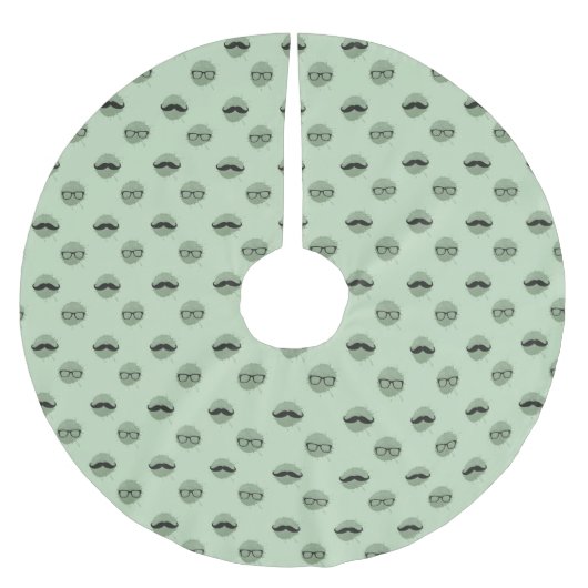 Mint Hipster Mustaches Glasses Weihnachten Polyester Weihnachtsbaumdecke (Vorderseite)