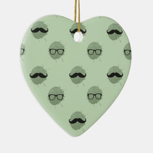 Mint Hipster Mustaches Keramikornament (Rechts)