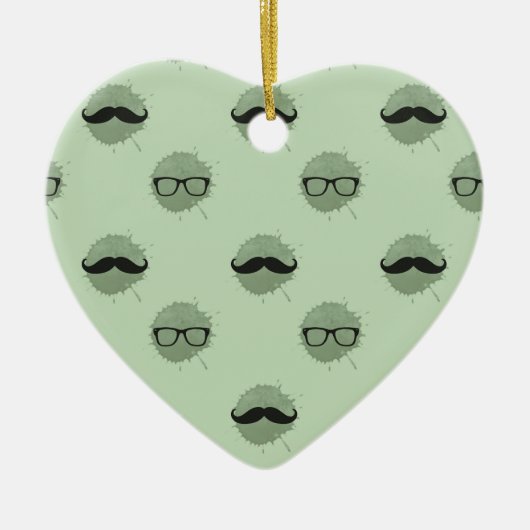 Mint Hipster Mustaches Keramikornament (Vorne)