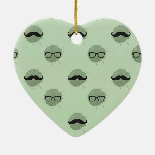 Mint Hipster Mustaches Keramikornament (Hinten)