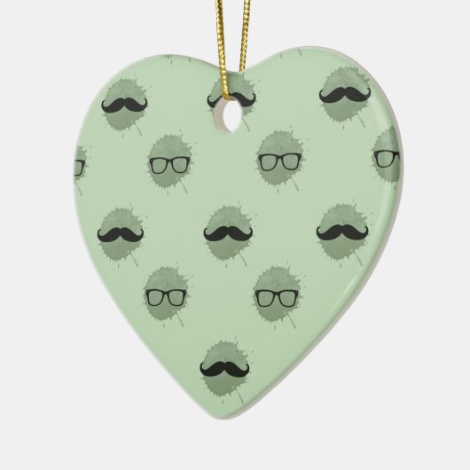 Mint Hipster Mustaches Keramikornament (Links)