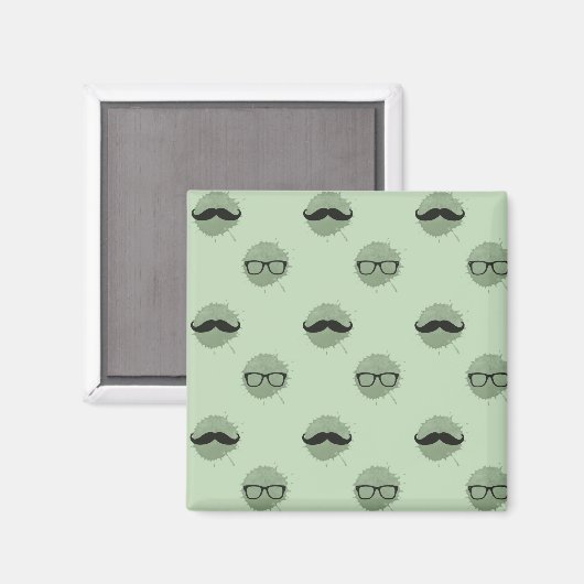 Mint Hipster Mustaches Magnet (Vorderseite/Rückseite)