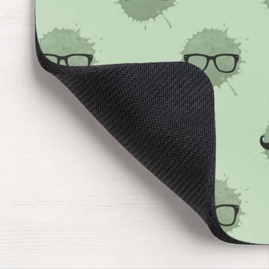 Mint Hipster Mustaches Mousepad (Ecke)