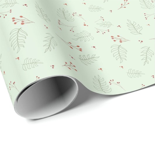 Mint Holiday Greenery Geschenkpapier (Rolleneckpunkt)
