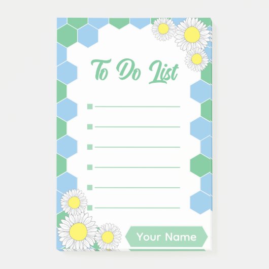 Mint Honeycomb Floral Post-it Klebezettel (Vorderseite)