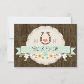 MINT HORSESHOE WESTERN WEDD RSVP CARD (Vorderseite)