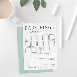 Mint Hot Air Ballon | Baby Shooter Bingo Game Card