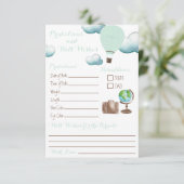 Mint Hot Air Ballon Vorhersagen & Well Wishings In Einladung (Stehend Vorderseite)