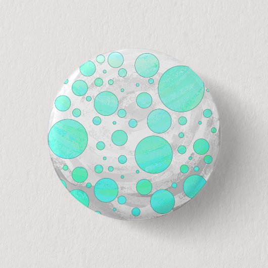 Mint Ice Aqua Blue Polka Dots Button (Vorderseite)