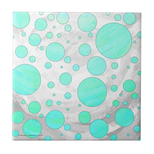 Mint Ice Aqua Blue Polka Dots Fliese (Vorderseite)
