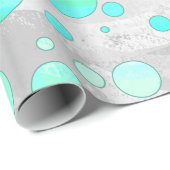 Mint Ice Aqua Blue Polka Dots Geschenkpapier (Rolleneckpunkt)