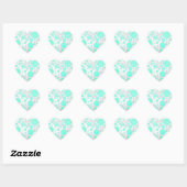 Mint Ice Aqua Blue Polka Dots Herz-Aufkleber (Blatt)