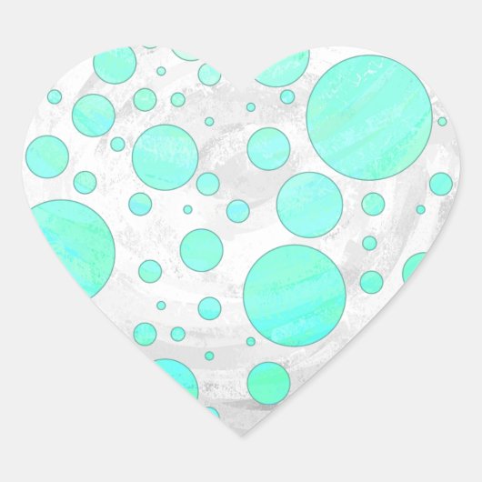 Mint Ice Aqua Blue Polka Dots Herz-Aufkleber (Vorderseite)