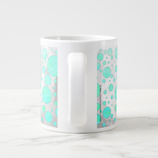 Mint Ice Aqua Blue Polka Dots Jumbo-Tasse (Rückseite)
