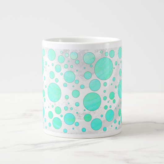 Mint Ice Aqua Blue Polka Dots Jumbo-Tasse (Vorderseite)