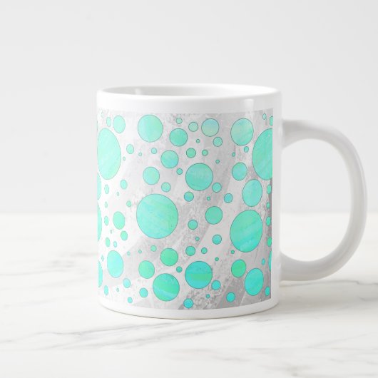Mint Ice Aqua Blue Polka Dots Jumbo-Tasse (Rechts)