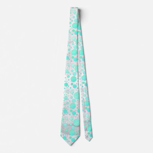 Mint Ice Aqua Blue Polka Dots Krawatte (Vorderseite)
