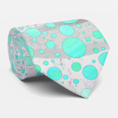 Mint Ice Aqua Blue Polka Dots Krawatte (Gerollt)