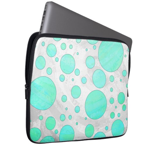Mint Ice Aqua Blue Polka Dots Laptopschutzhülle (Vorne Rechts)