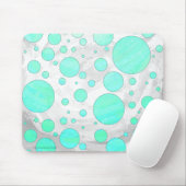 Mint Ice Aqua Blue Polka Dots Mousepad (Mit Mouse)