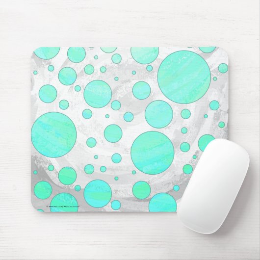 Mint Ice Aqua Blue Polka Dots Mousepad (Mit Mouse)