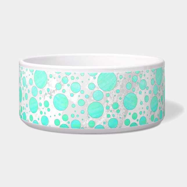 Mint Ice Aqua Blue Polka Dots Napf (Rechts)