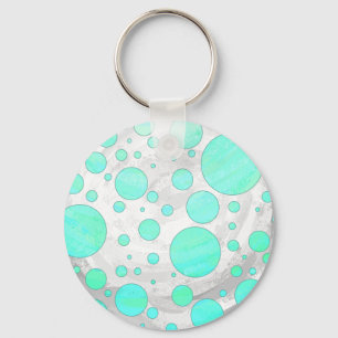 Mint Ice Aqua Blue Polka Dots Schlüsselanhänger