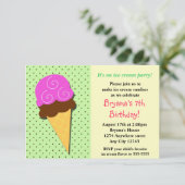 Mint Ice Cream Social Birthday Party Einführungen Einladung (Stehend Vorderseite)