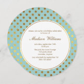 Mint Imitate Gold Foil Polka Dots Muster Einladung (Vorne/Hinten)