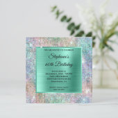Mint Iridescent Diamond Studded Foil 60. Geburtsta Einladung (Stehend Vorderseite)