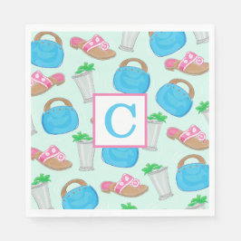 Mint Julep Bermuda Beutel Preppy Initail Derby Serviette