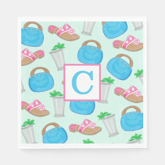 Mint Julep Bermuda Beutel Preppy Initail Derby Serviette (Vorderseite)