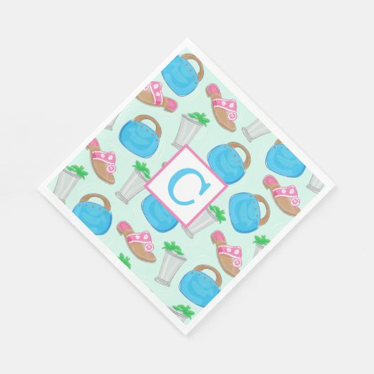 Mint Julep Bermuda Beutel Preppy Initail Derby Serviette (Ecke)