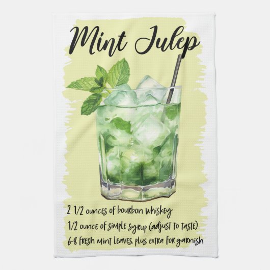 Mint Julep Cocktail Rezept Geschirrtuch (Vertikal)