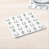 Mint Julep Cocktails & Horseshoe Pattern Race Day  Rechteckiger Pappuntersetzer (angewinkelt)