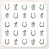 Mint Julep Cocktails & Horseshoe Pattern Race Day  Rechteckiger Pappuntersetzer (Vorderseite)