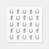 Mint Julep Cocktails & Horseshoe Pattern Renntag  Serviette (Vorderseite)